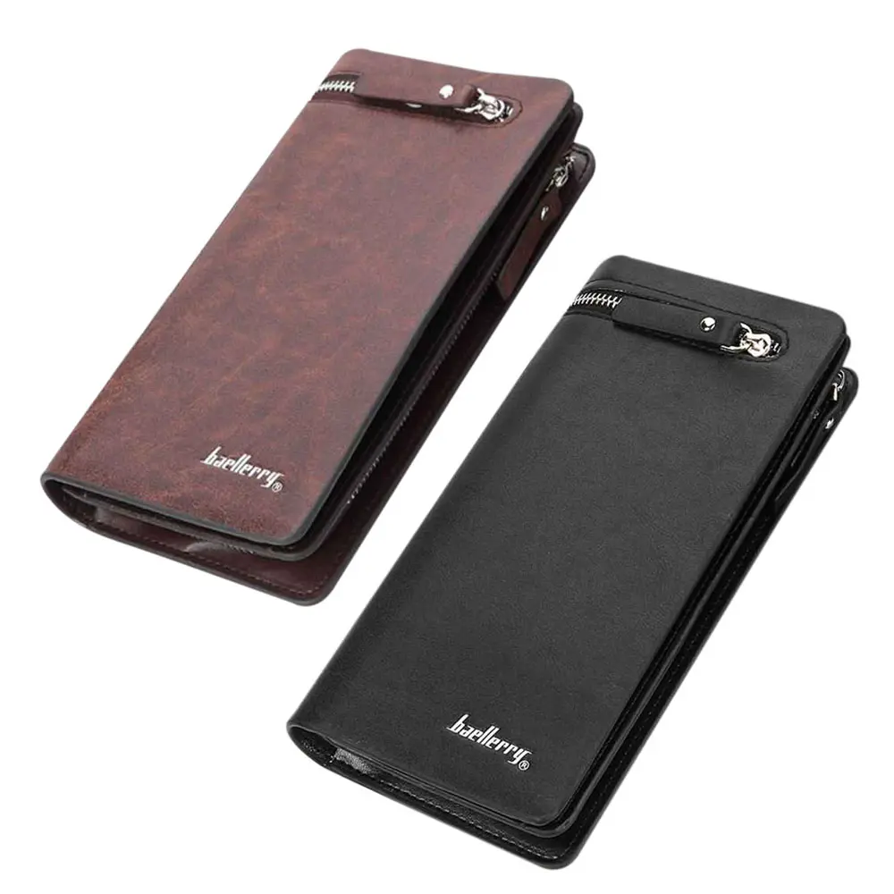 Fashion Leather Wallet Checkbook Card Holder Bag Men's Bifold Business Bag Coin Bag Purse