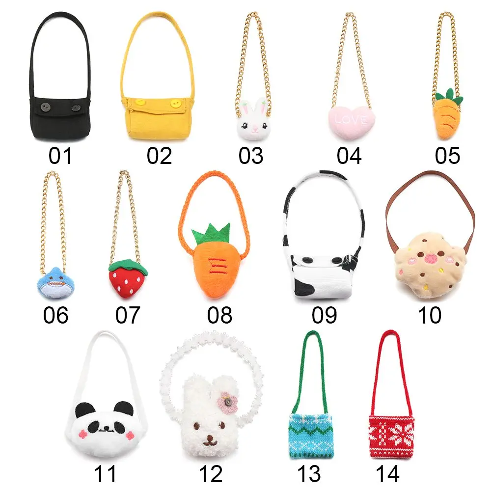 20CM Miniature Crossbody Messenger Bag Cartoon Animal Panda Carrot Doll Bags Dolls Accessories Changing Dressing Game Toys