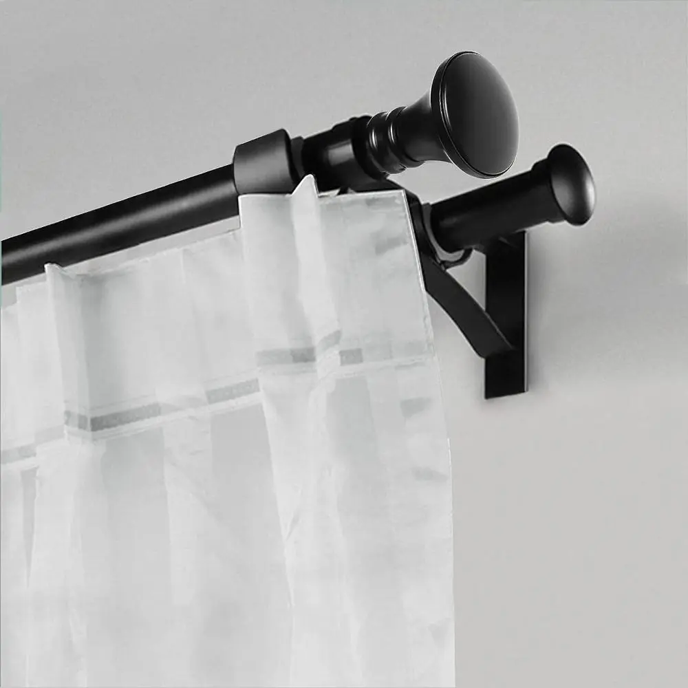 1/4Pcs Wall Curtain Rod Retainers Double Bracket Black Curtain Rod Hooks Curtain Rod Brackets Household Curtain Rod Hangers