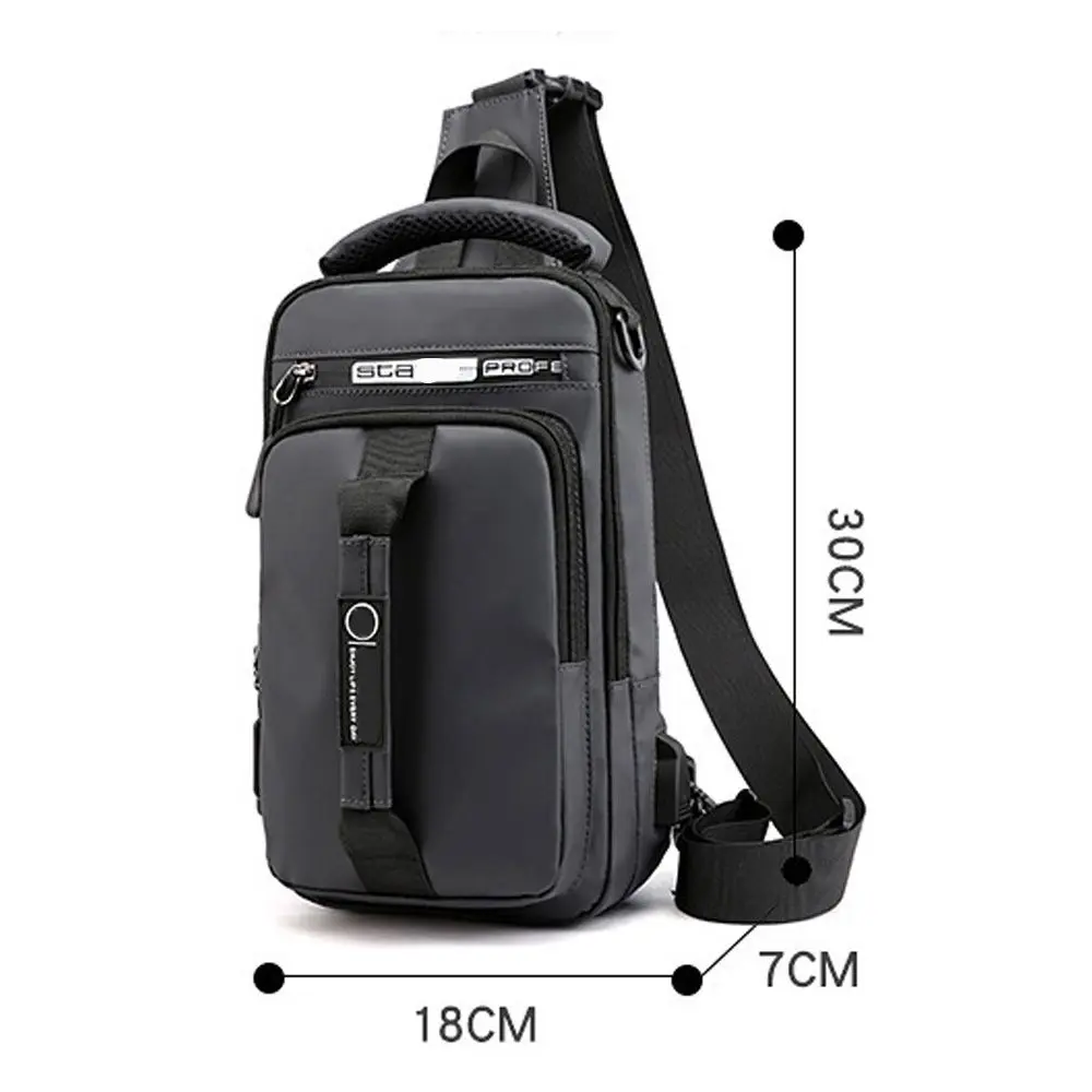 Anti-theft Chest Shoulder Bag Men's Sling Crossbody Bag Messenger Backpack USB Port Bag
