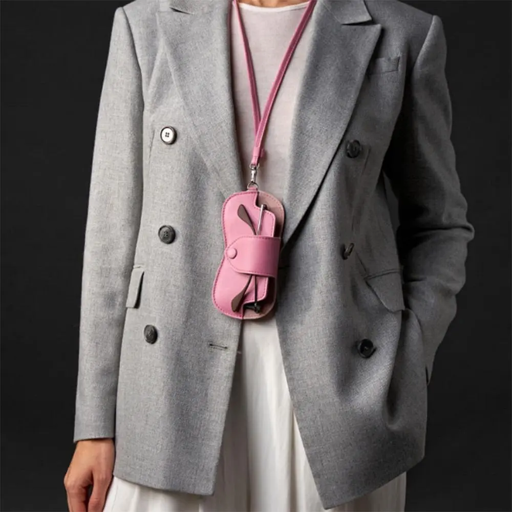 Hanging Neck PU Leather Glasses Holder Sunglasses Storage Bag Glasses Case Protective Sleeve with Lanyard Sunglasses Pouch