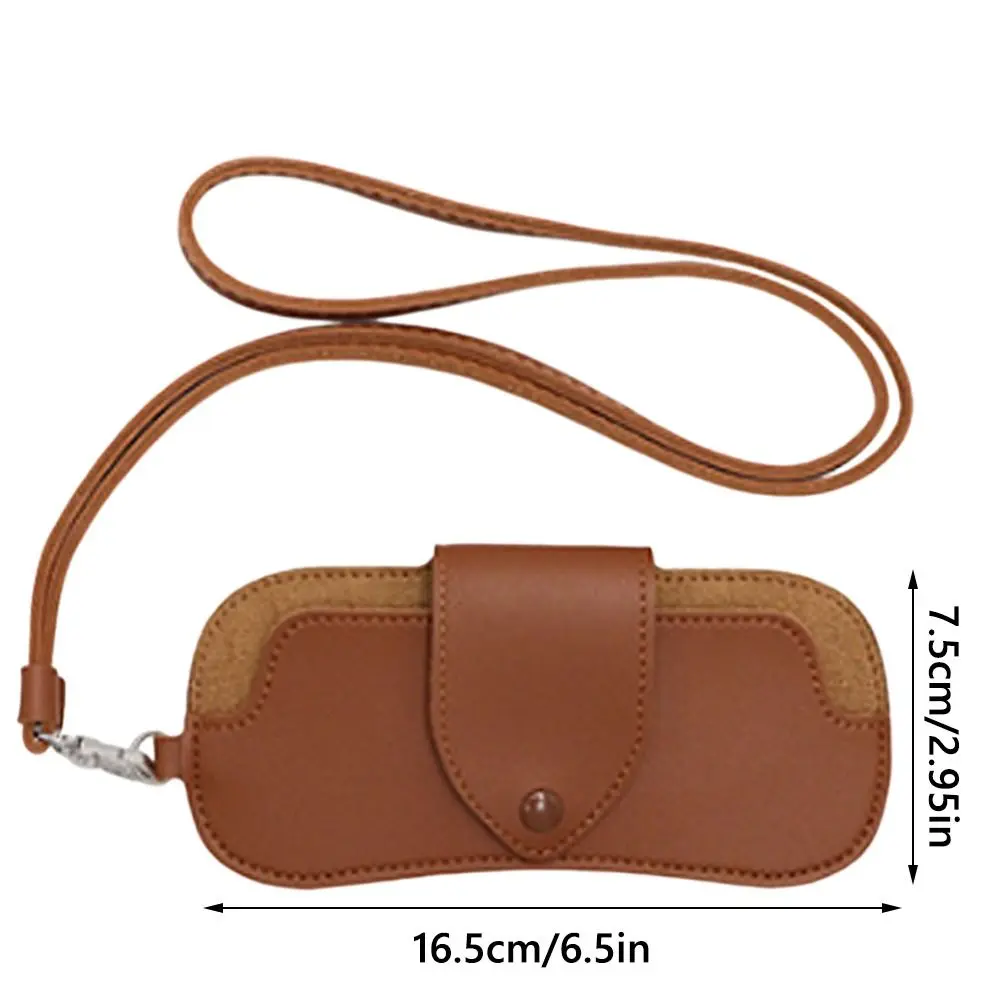 Hanging Neck PU Leather Glasses Holder Sunglasses Storage Bag Glasses Case Protective Sleeve with Lanyard Sunglasses Pouch