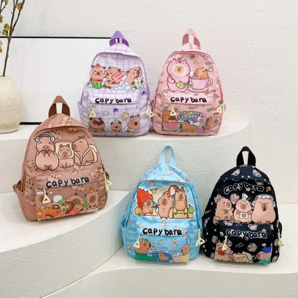 Breathable Cartoon Student Schoolbag Large Capacity Capybara Backpack Nylon Ultra-light Book Bag