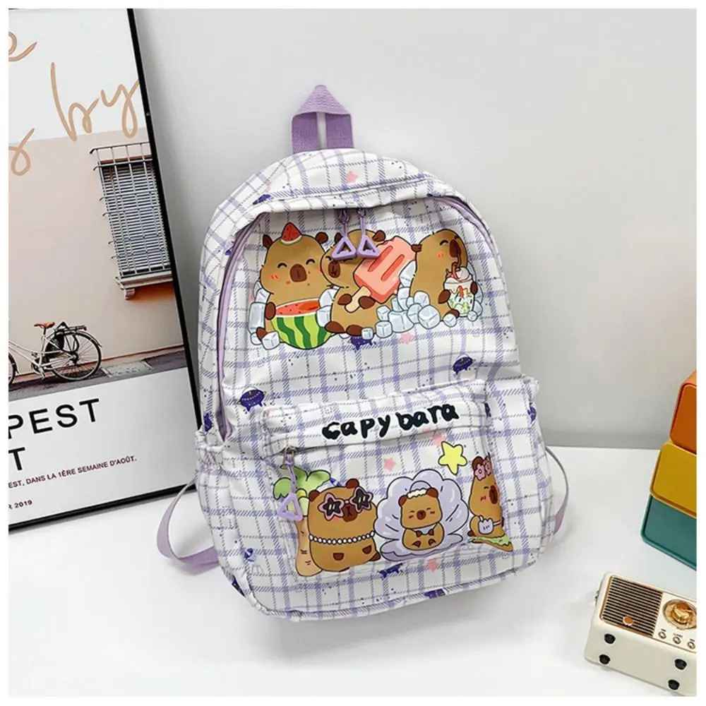Breathable Cartoon Student Schoolbag Large Capacity Capybara Backpack Nylon Ultra-light Book Bag