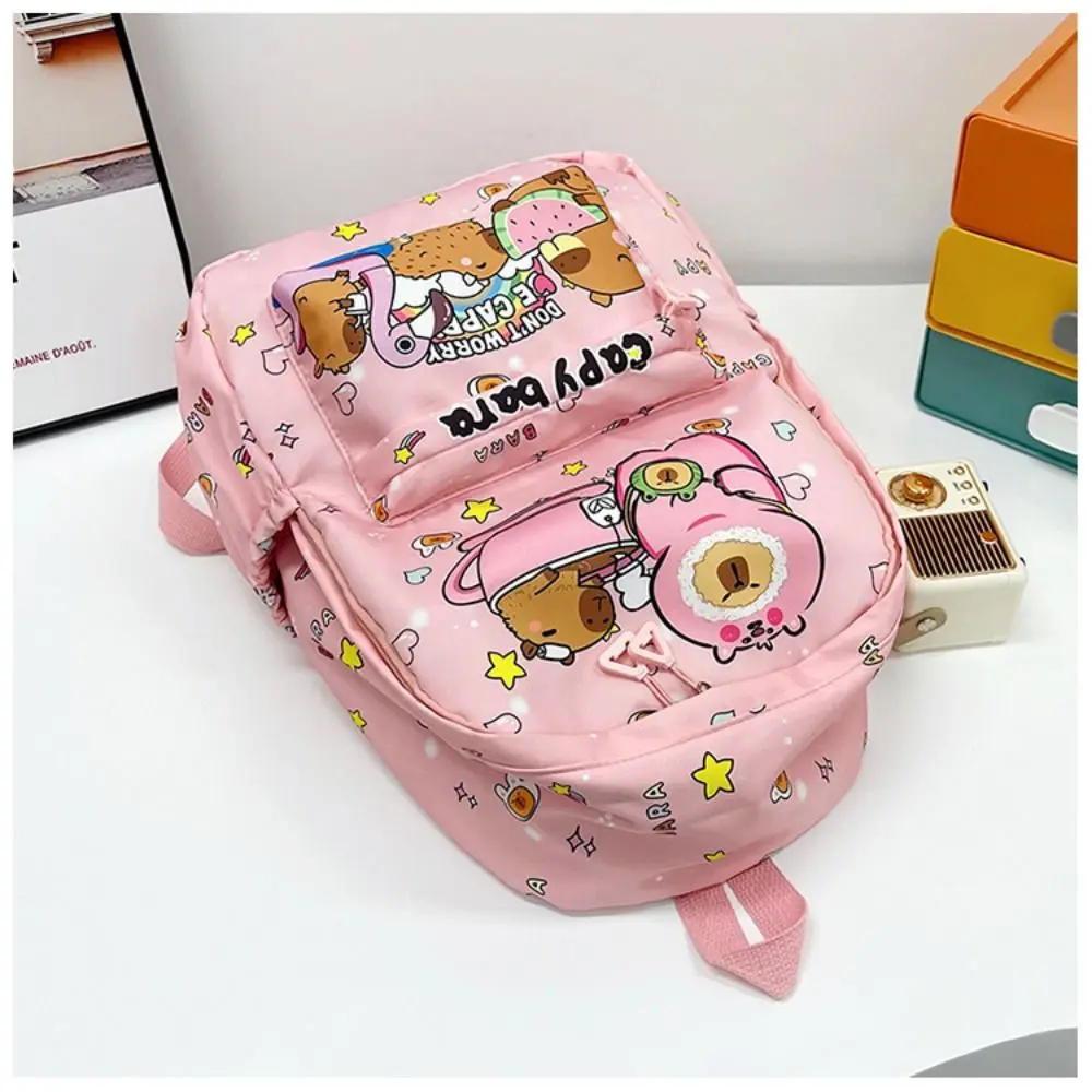 Breathable Cartoon Student Schoolbag Large Capacity Capybara Backpack Nylon Ultra-light Book Bag