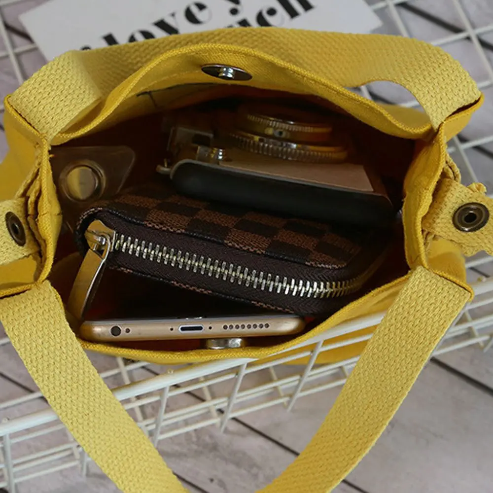 Casual Buckle Tote Canvas Crossbody Bag Women Shoulder Bags Letter Handbags Cute Shopping Bag For Ladies