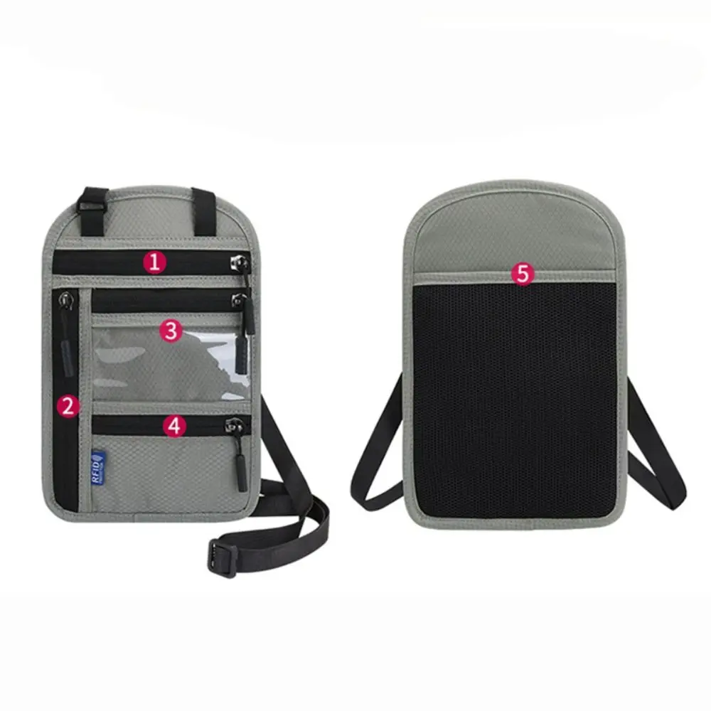 Anti-theft Security Stash Pouch Nylon RFID Blocking Passport Bag with Adjustable Neck Strap Waterproof Travel Neck Wallet