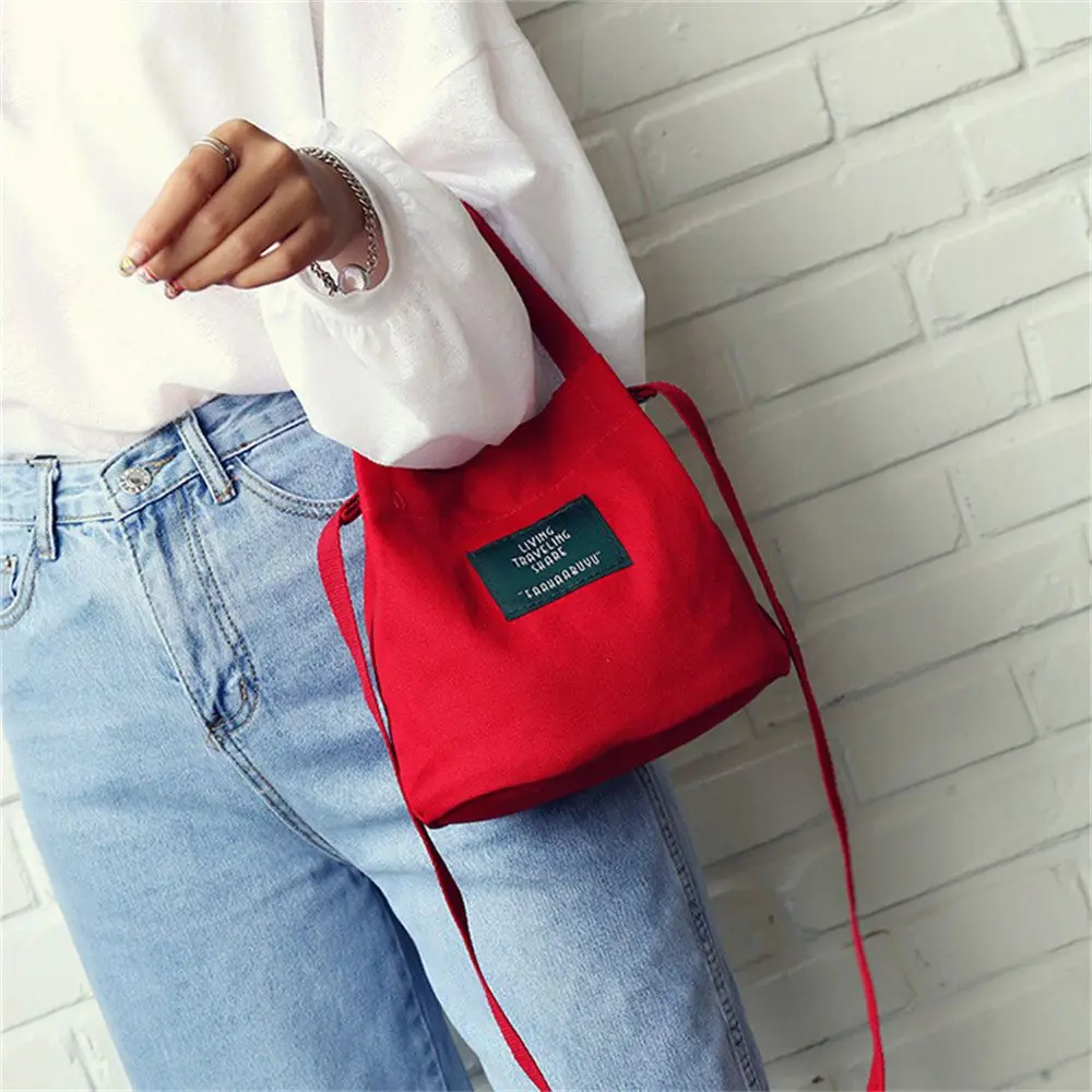 Casual Buckle Tote Canvas Crossbody Bag Women Shoulder Bags Letter Handbags Cute Shopping Bag For Ladies