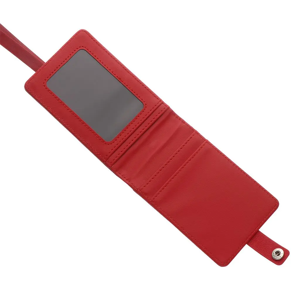 PU Leather Work Card Holders With Lanyard Multifunctional Name Badge Holder Bank Credit Card
