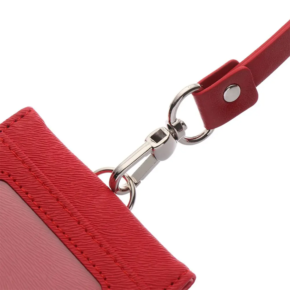 PU Leather Work Card Holders With Lanyard Multifunctional Name Badge Holder Bank Credit Card