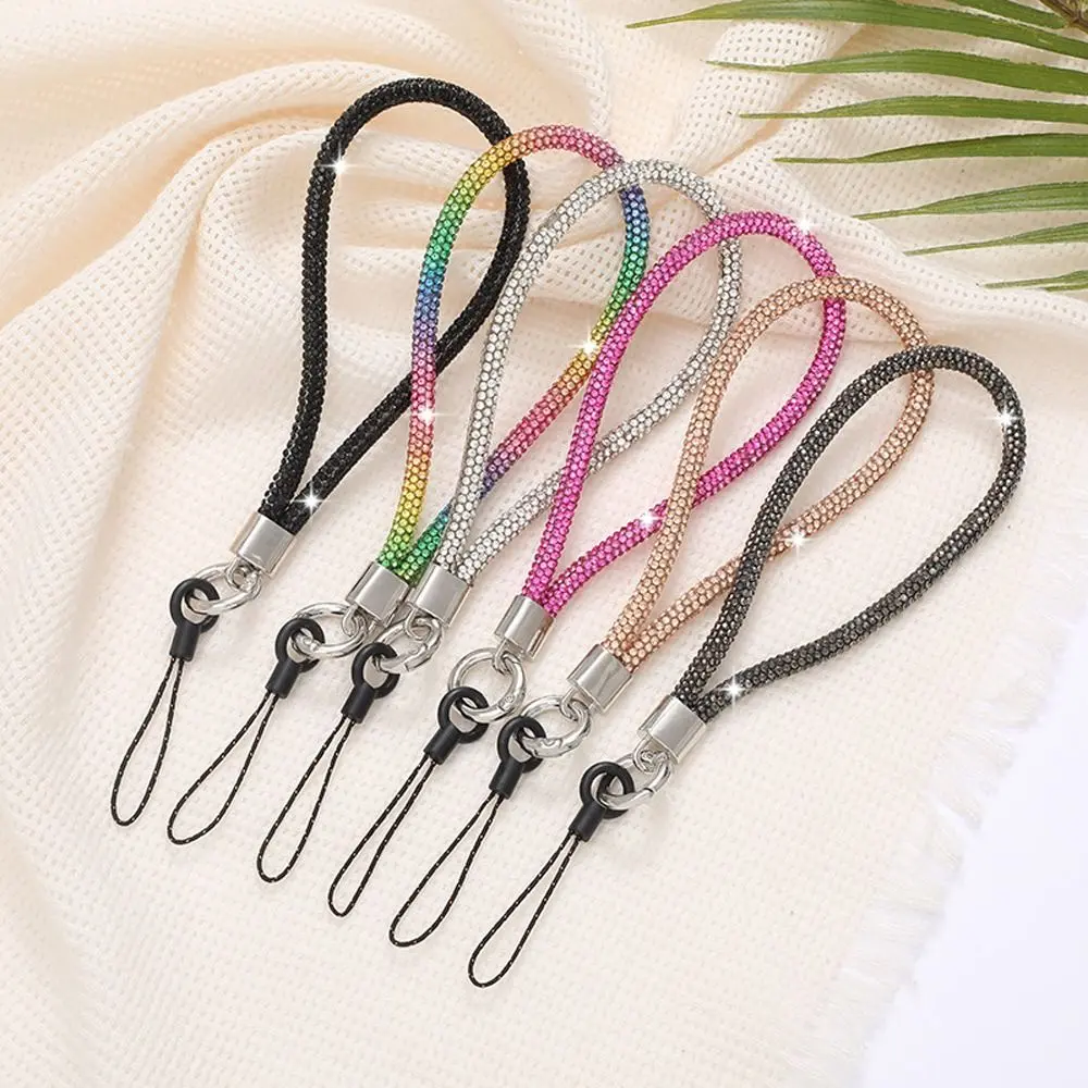 Hanging Anti-lost Rope Glitter Flashy Rhinestone Phone Lanyard Diamond Crystal Phone Wrist Straps Keychain