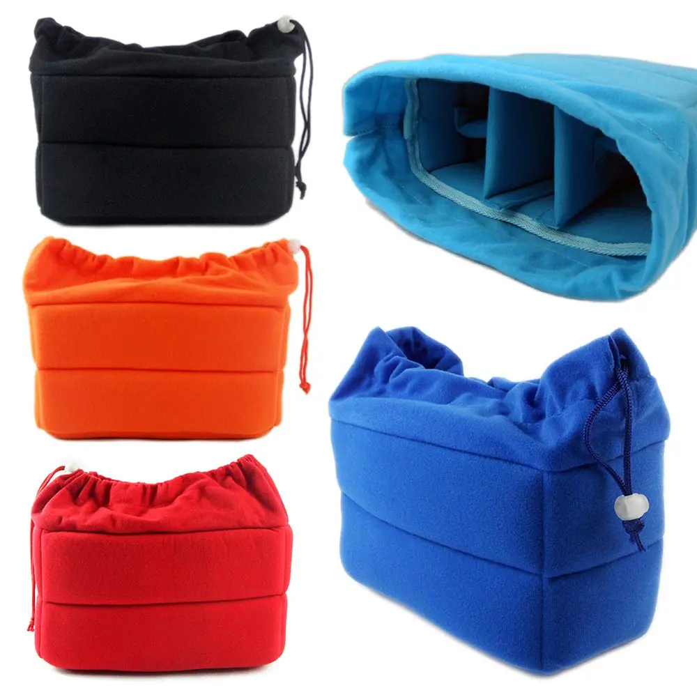 Partition Padded Bag Camera Insert Bag Velvet Shockproof Protection Camera Lens Case Soft Bag for Canon Nikon So ny DSLR Cameras