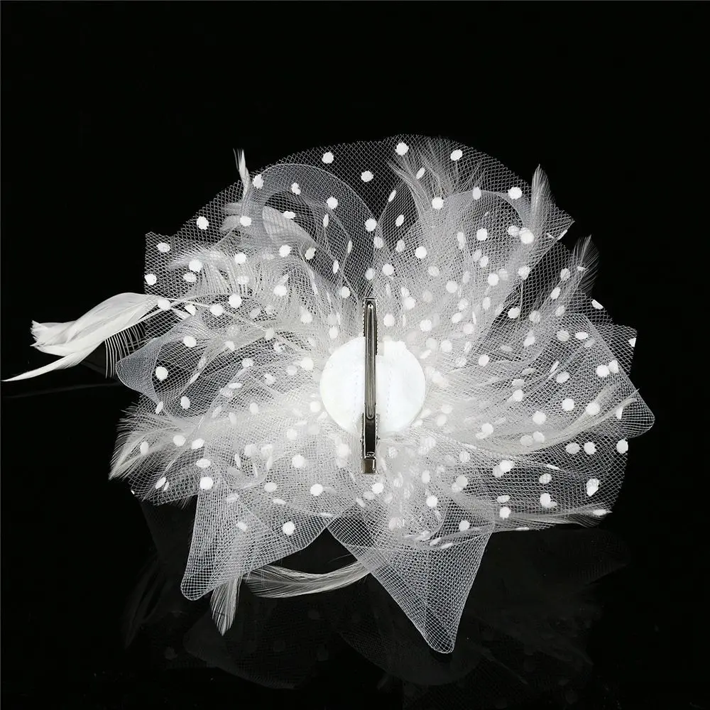 Cocktail Mesh Flower Feathers Hair Clip Fascinator Hat for Women Tea Party Headband Hair Accessories