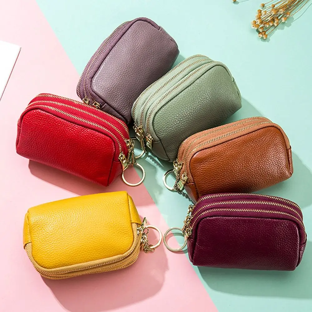 Genuine Leather Mini Pocket Zipper Small Money Bag Female Wallet Women Wallet Purse Short Card Coin Key Holder Change Pouch