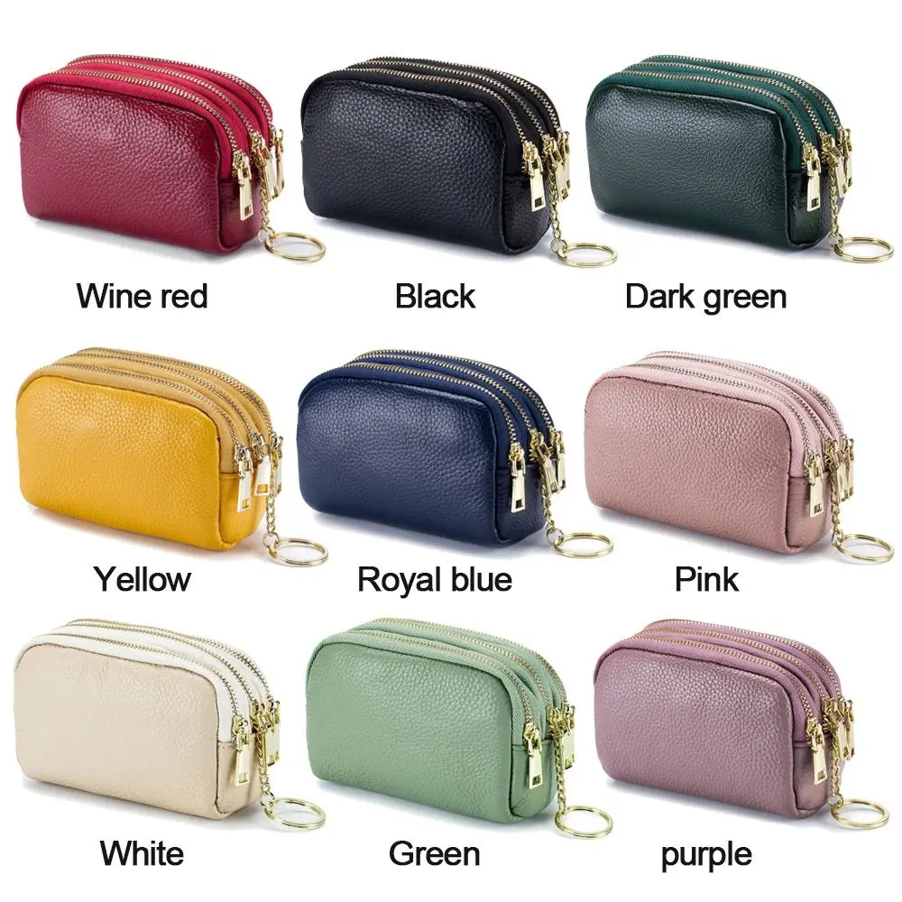 Genuine Leather Mini Pocket Zipper Small Money Bag Female Wallet Women Wallet Purse Short Card Coin Key Holder Change Pouch