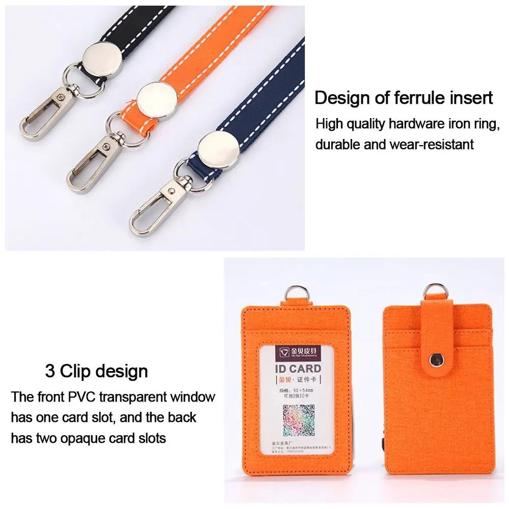 Leather Bus Pass Case Cover Retractable Lanyards ID Badge Holder Men Women's Bank Credit Card Holder Strap