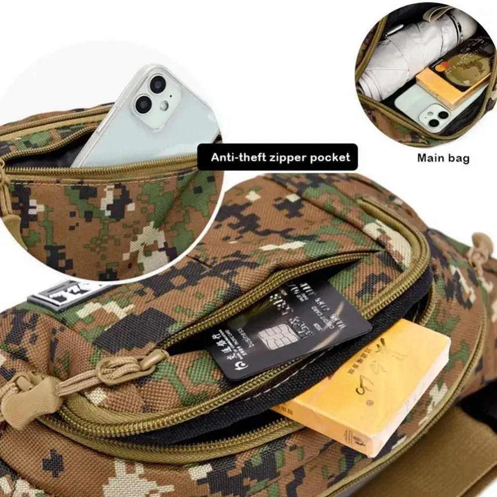 Large Capacity Outdoor Waist Bag Multi-layer Sling Bag New Nylon Waterproof Camouflage Fanny Pack
