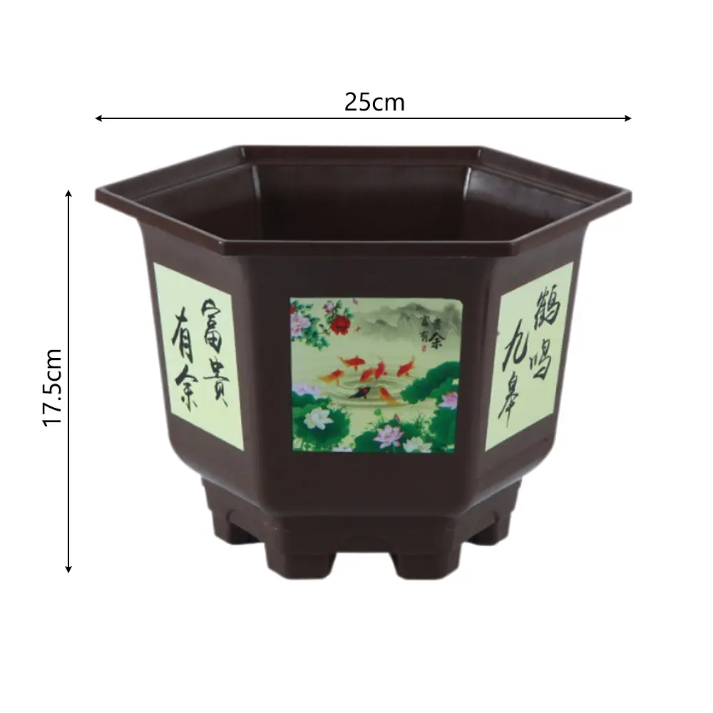 Water Planting Pots Thickened Large-diameter Hexagonal Pot Imitation Purple Sand Printing Fruit Tree Rose Flower Pot