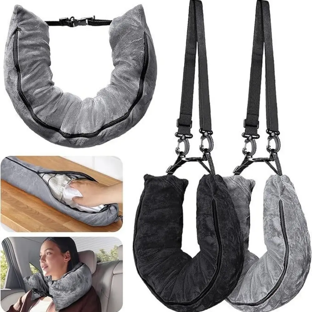 Portable U-Shaped Pillow Fillable Neck Pillow Fillable Clothes Pillowcase Soft Plush Filled Pillow Stuff With Clothes Pillowcase