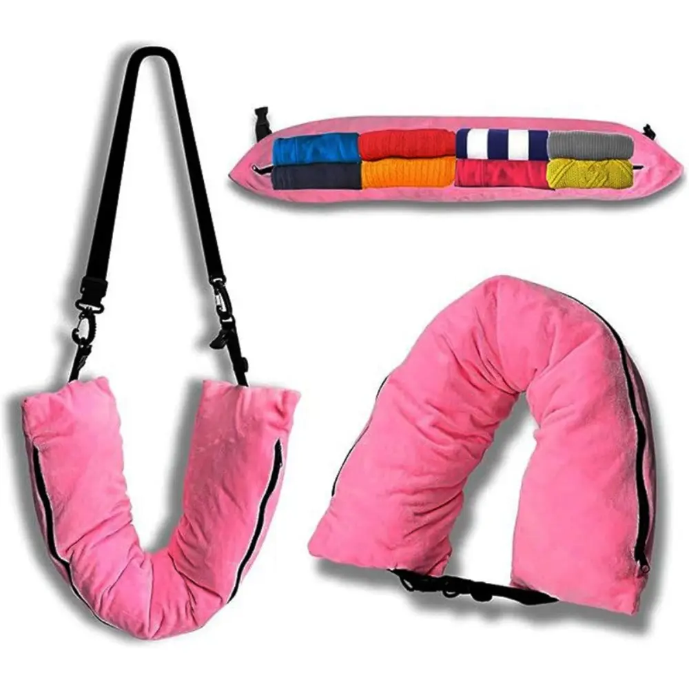 Portable U-Shaped Pillow Fillable Neck Pillow Fillable Clothes Pillowcase Soft Plush Filled Pillow Stuff With Clothes Pillowcase
