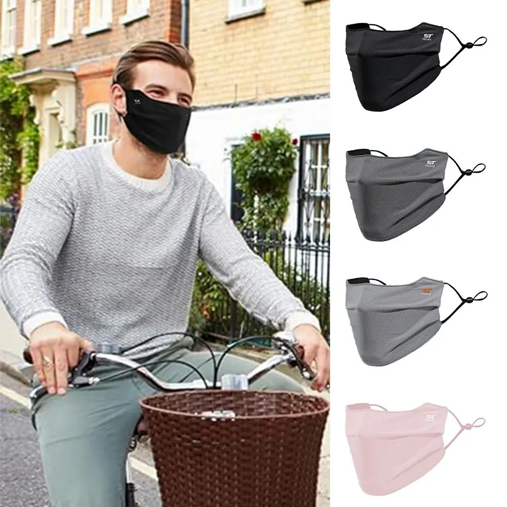 Reusable Sun Protection Face Mask UV Face Shield Washable Breathable Ice Silk Face Cover for Motorcycle Running Riding Exercise