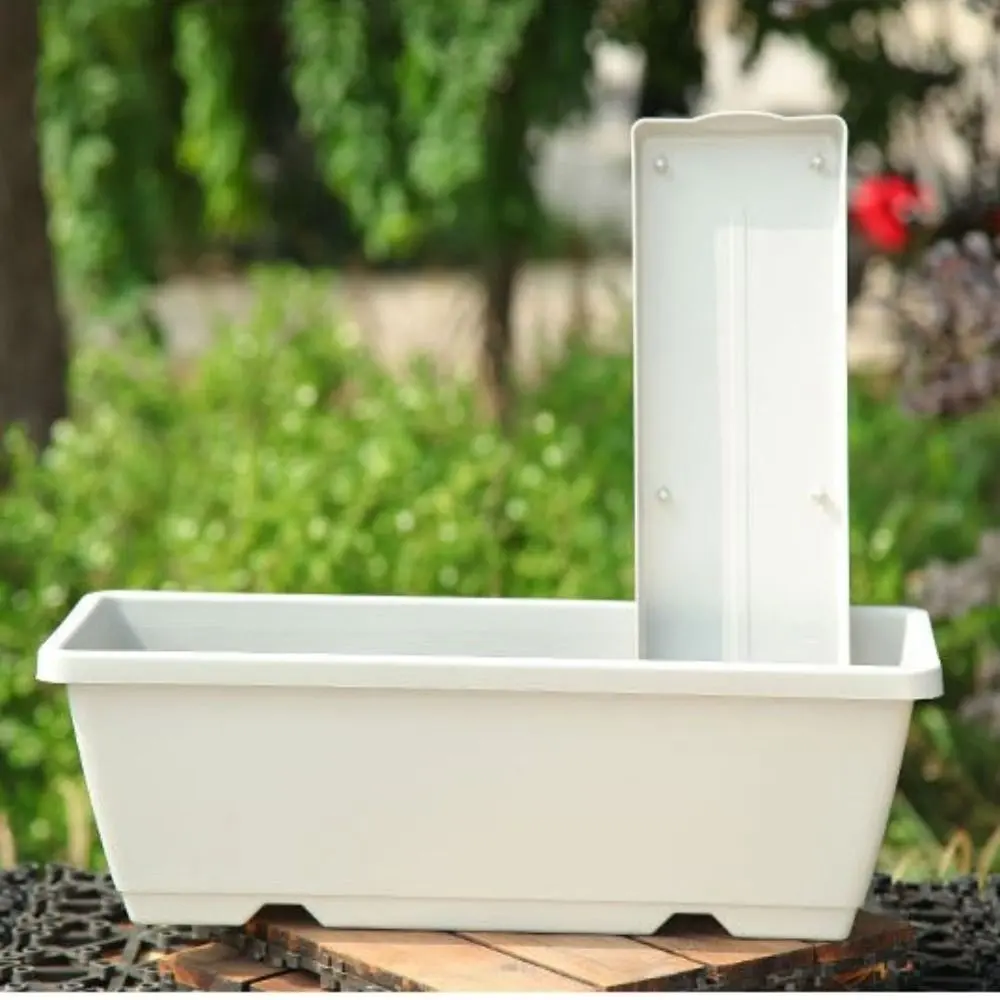Plastic Eco-friendly Breathable Rectangular Flower Pot New with Tray Drain Hole Vegetable Planter Garden Supplies