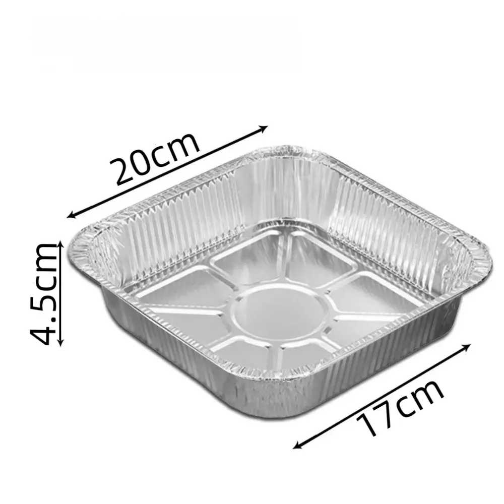 20CM Kitchen Supplies Food Containers Air Fryer Aluminum Foil Pan Square Oven BBQ Tray Oil-proof Non-stick Kitchen Baking Tool