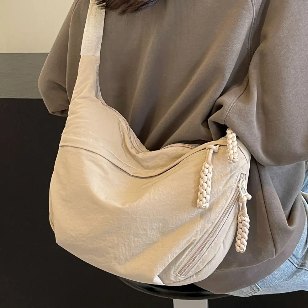 Canvas Lightweight Solid Color Dumpling Bag Crossbody Bags Large Capacity Korean Simplified Shoulder Bag