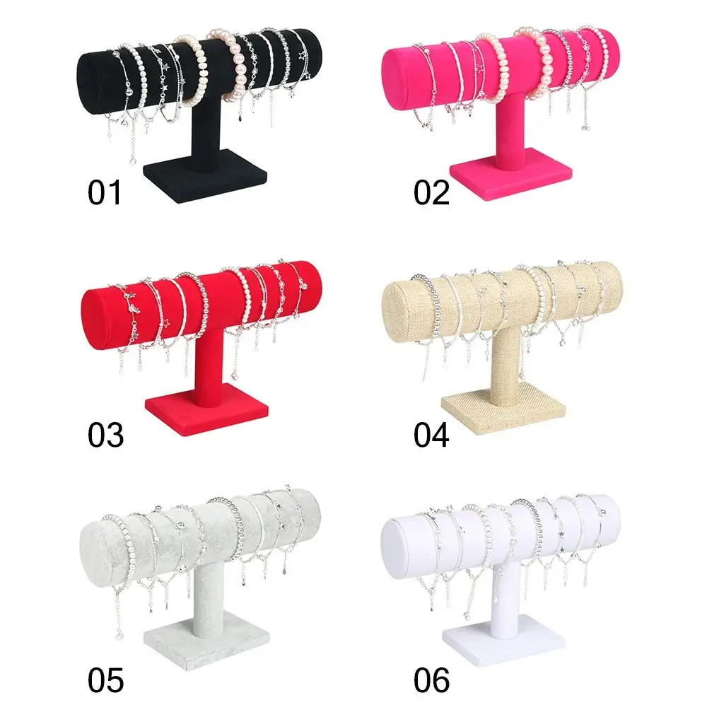 6 Colors Hard Jewelry Display Stand Holder Velvet Bracelet Chain Watch Upright Display Rack Jewelry Organizer