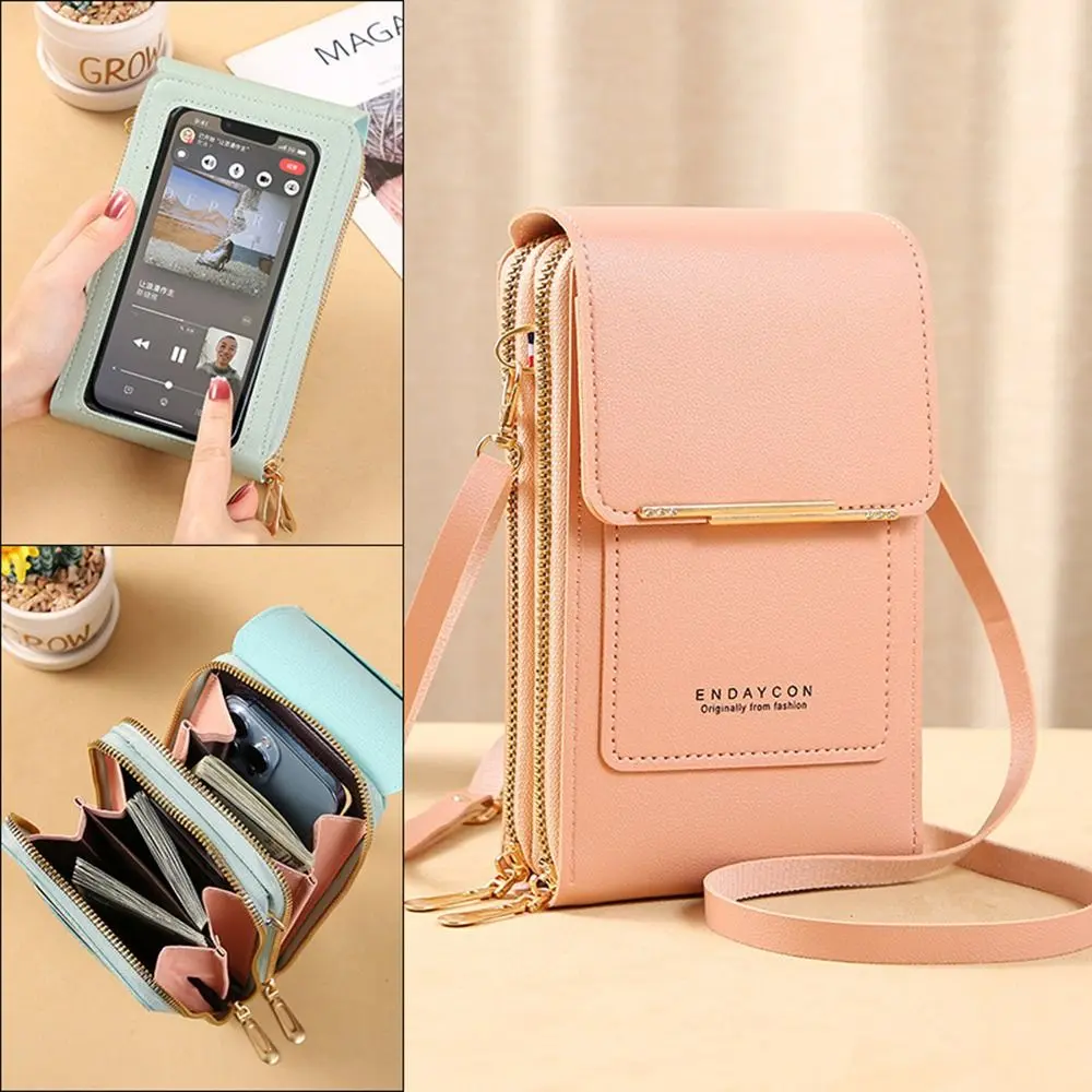 Women Travel Smartphone Handbag RFID Anti Theft Leather Bag Touch Screen Phone Purse Crossbody Bags