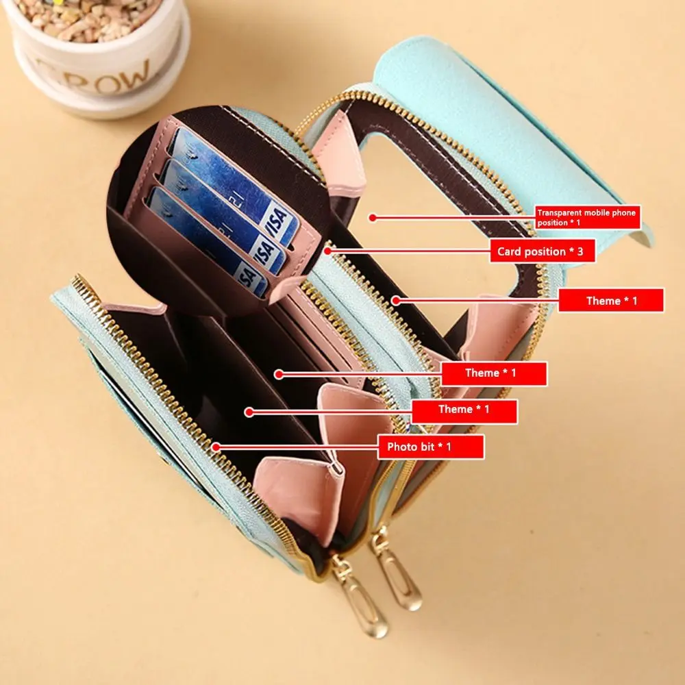 Women Travel Smartphone Handbag RFID Anti Theft Leather Bag Touch Screen Phone Purse Crossbody Bags