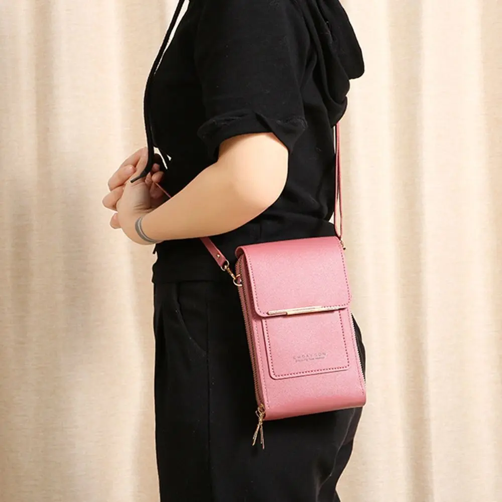Women Travel Smartphone Handbag RFID Anti Theft Leather Bag Touch Screen Phone Purse Crossbody Bags