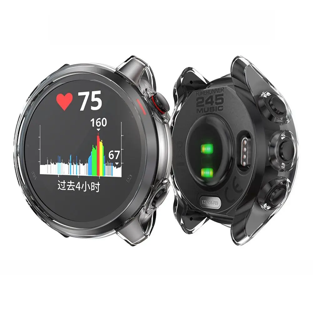 For Garmin Forerunner 245 / 245M Soft TPU Watch Case Protective Cover Screen Protectors