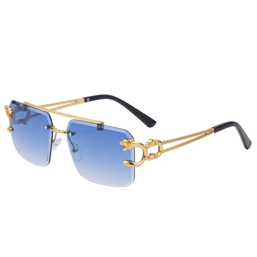 Frameless Sunglasses Shades UV400 Eyewear Cheetah Decoration Rimless Sunglasses for Women Men Metal Steampunk Sun Glasses
