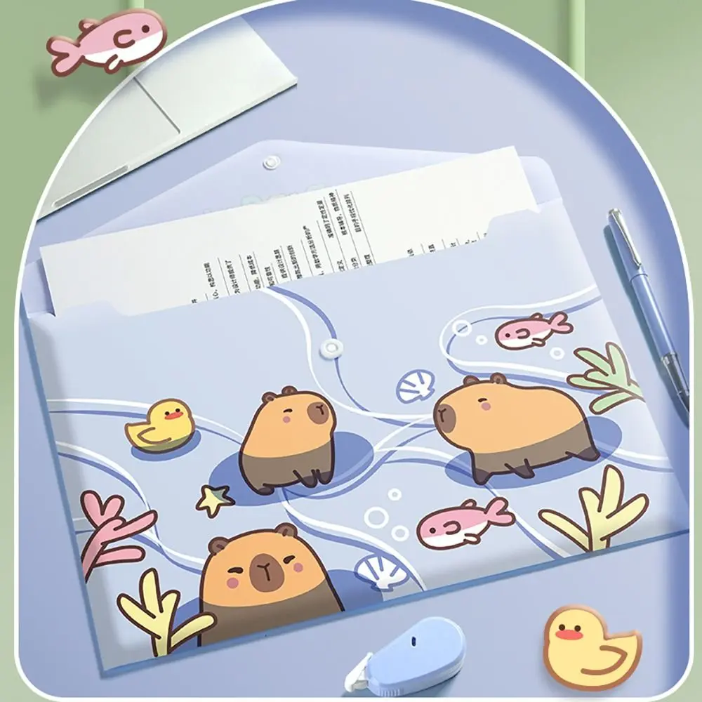 5PCS/Set Portable Waterproof Document Bag Cartoon A4 File Bag Test Paper Storage Folder Snap-fastener File Organizer
