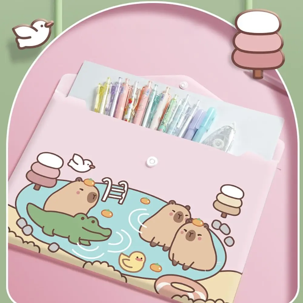 5PCS/Set Portable Waterproof Document Bag Cartoon A4 File Bag Test Paper Storage Folder Snap-fastener File Organizer