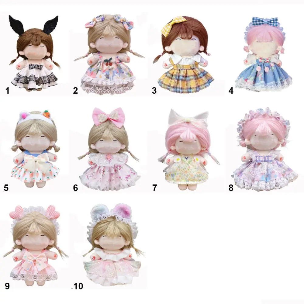 20CM Doll Clothes Game Photo Props Headband Princess Dress Set Lolita Bowknot Multicolor Miniature Dress Suit Changing Dressing