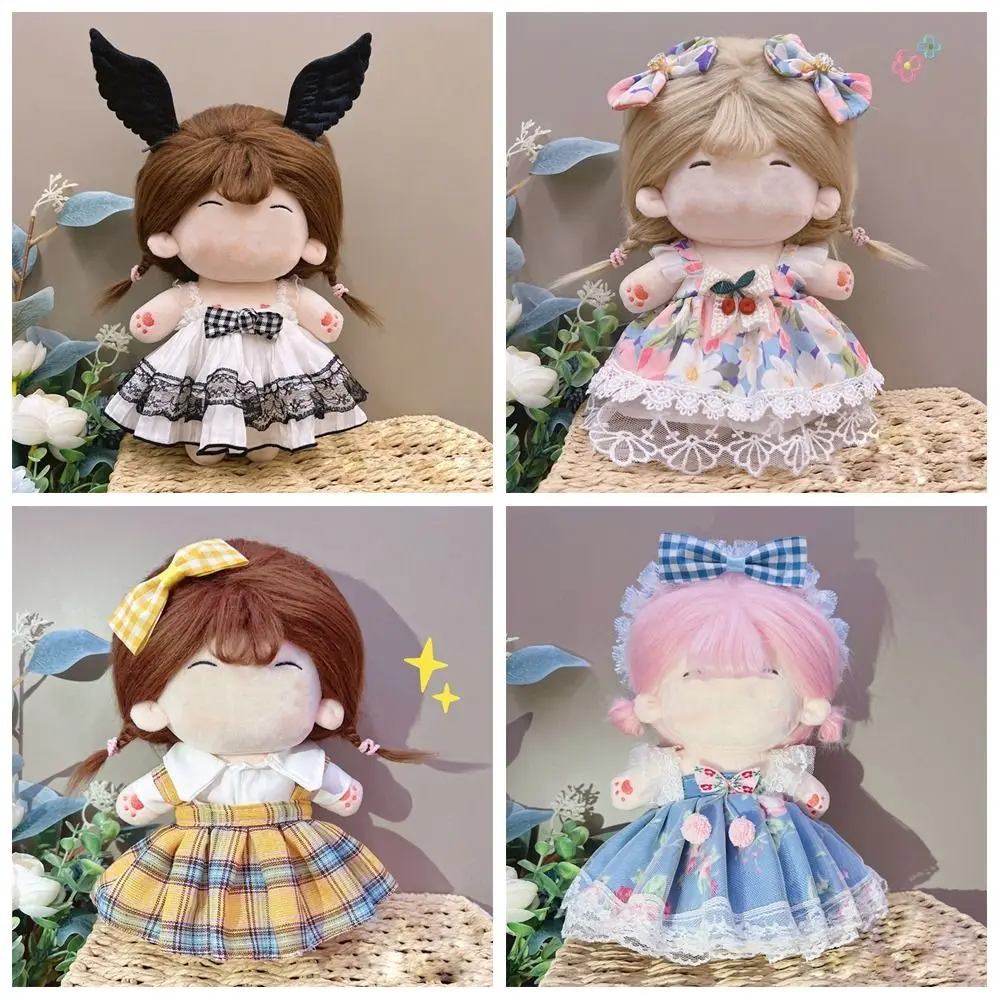 20CM Doll Clothes Game Photo Props Headband Princess Dress Set Lolita Bowknot Multicolor Miniature Dress Suit Changing Dressing