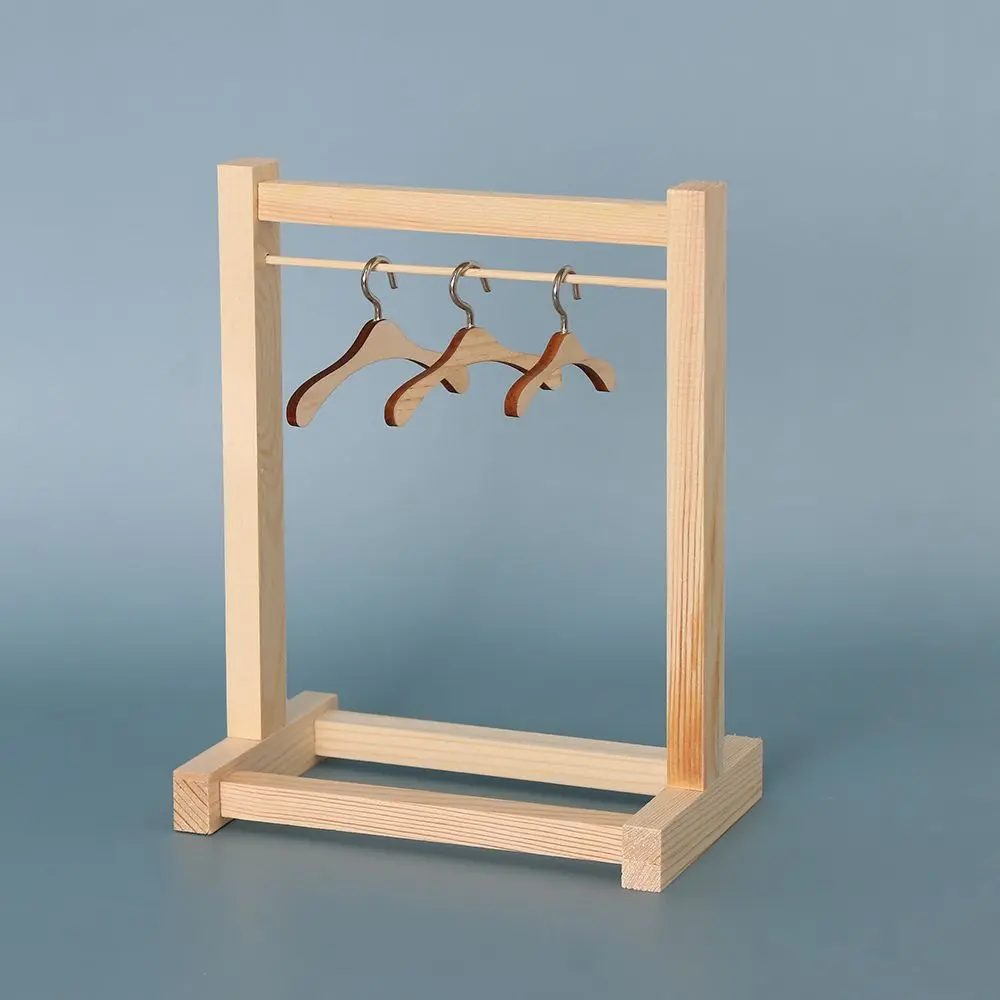 Garment Organizer Hangers Doll Wooden Clothes Rack Scarf Holder for Dolls Handbag Clothes