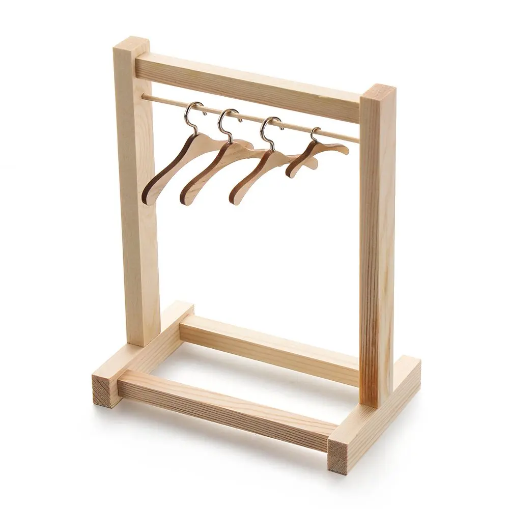Garment Organizer Hangers Doll Wooden Clothes Rack Scarf Holder for Dolls Handbag Clothes