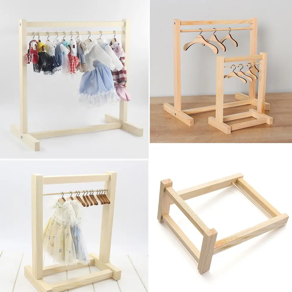 Garment Organizer Hangers Doll Wooden Clothes Rack Scarf Holder for Dolls Handbag Clothes