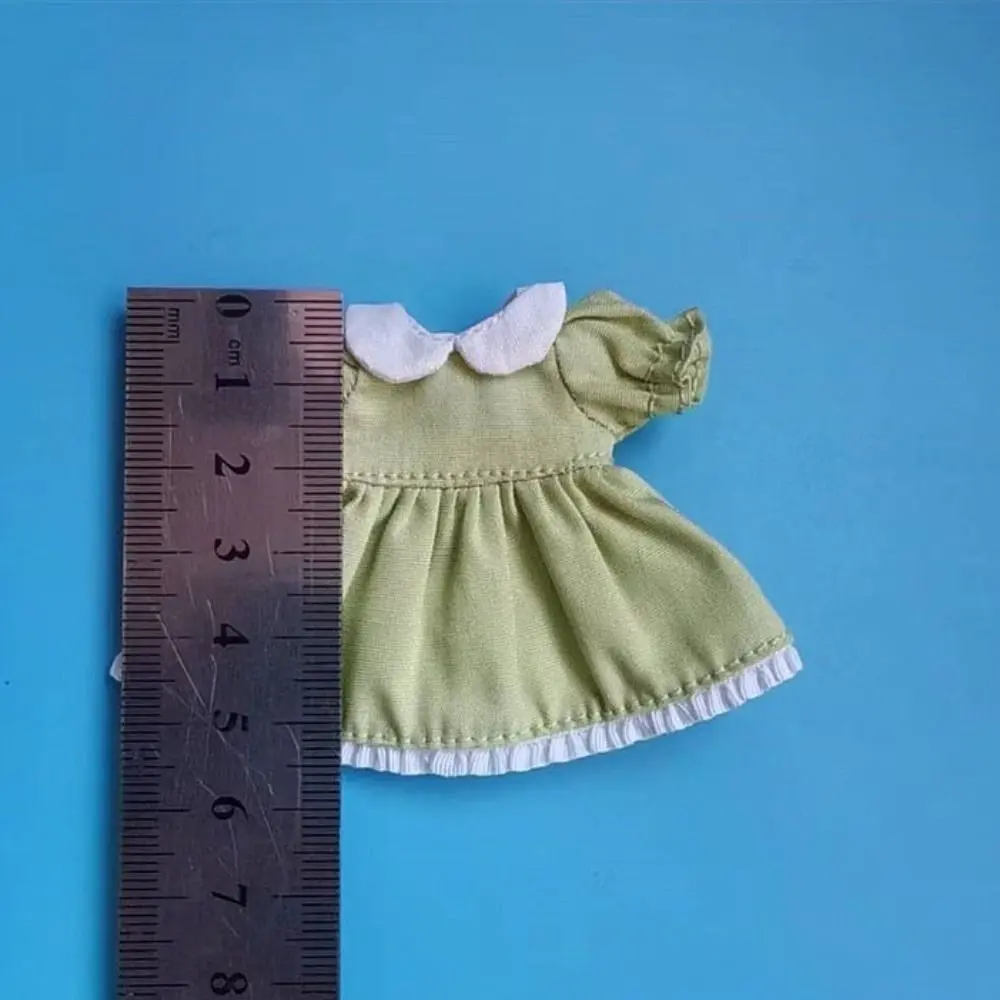 For 1/11 OB11 Dolls Outfits Puff Sleeve Dresses Fashion Doll Clothes Lattice Skirt For 1/12 BJD Dolls Tops DIY Doll Clothes