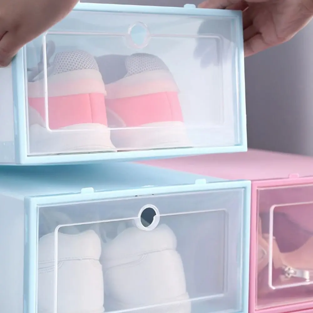 Thickened Drawer Case Foldable Clear Shoes Storage Box Dustproof Plastic Shoe Organizer Shoe Cabinet Footwear Holder Rack