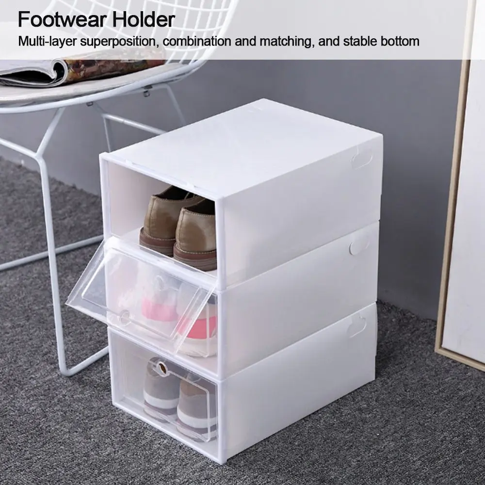 Thickened Drawer Case Foldable Clear Shoes Storage Box Dustproof Plastic Shoe Organizer Shoe Cabinet Footwear Holder Rack