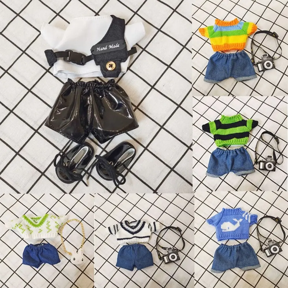20cm Mini Clothes Doll Sweater Coat Doll Clothes Hoodies Shorts For Cotton Stuffed Dolls Idol Doll Outfit T-shirt Suit