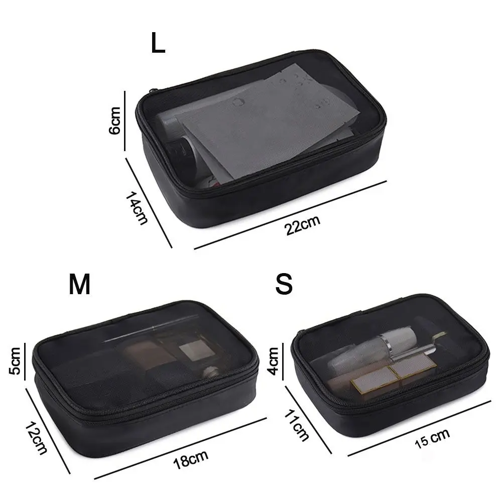 Transparent Casual Mini Wash Storage Bags Women Makeup Bag Women Solid Color Zipper Cosmetic Bag Mesh bag