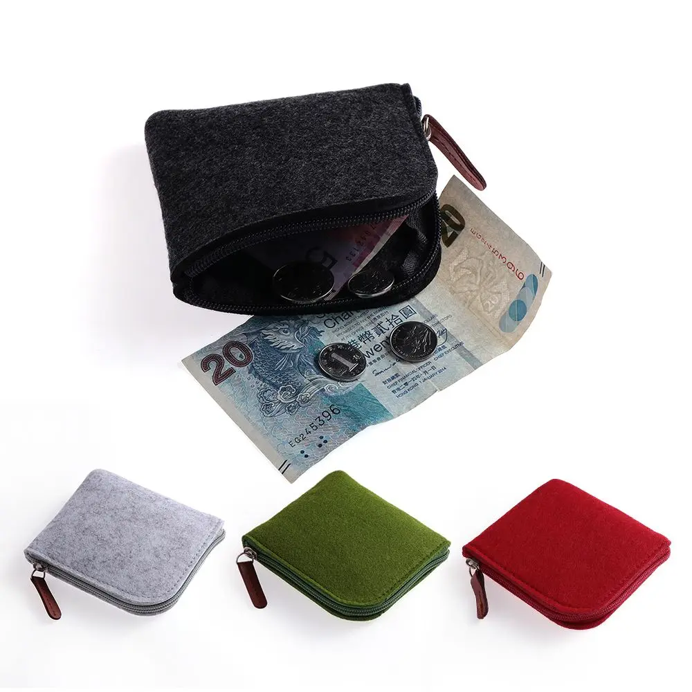 Women Men Change Bag Credit Card ID Holder Wallets Cheap Wool Felt Mini Coin Purse Wallet