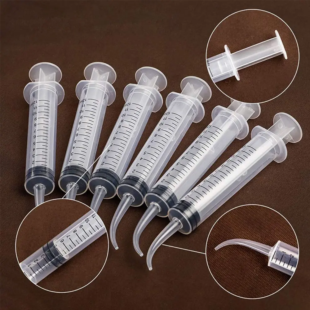 10pcs 12ml Plastic Syringe Needleless Syringe Elbow Syringe Bird Feeding Breast Feeding Medicine Feeder