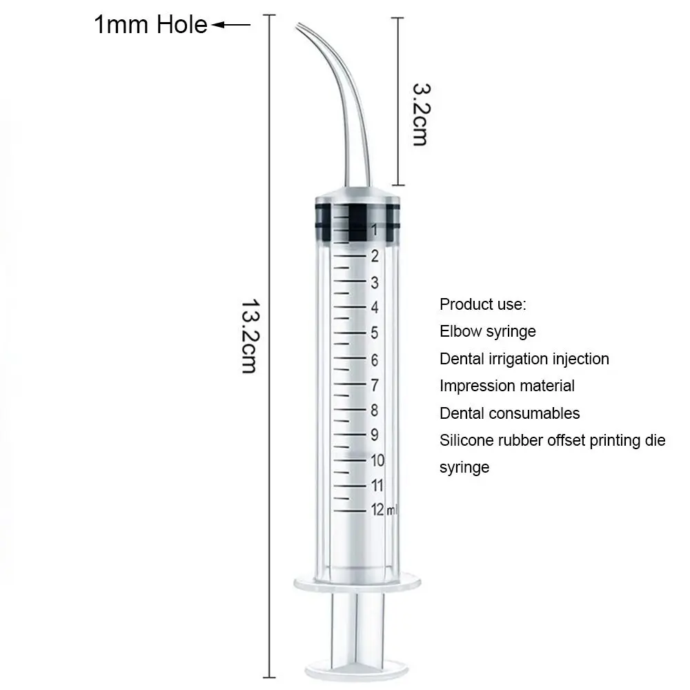 10pcs 12ml Plastic Syringe Needleless Syringe Elbow Syringe Bird Feeding Breast Feeding Medicine Feeder