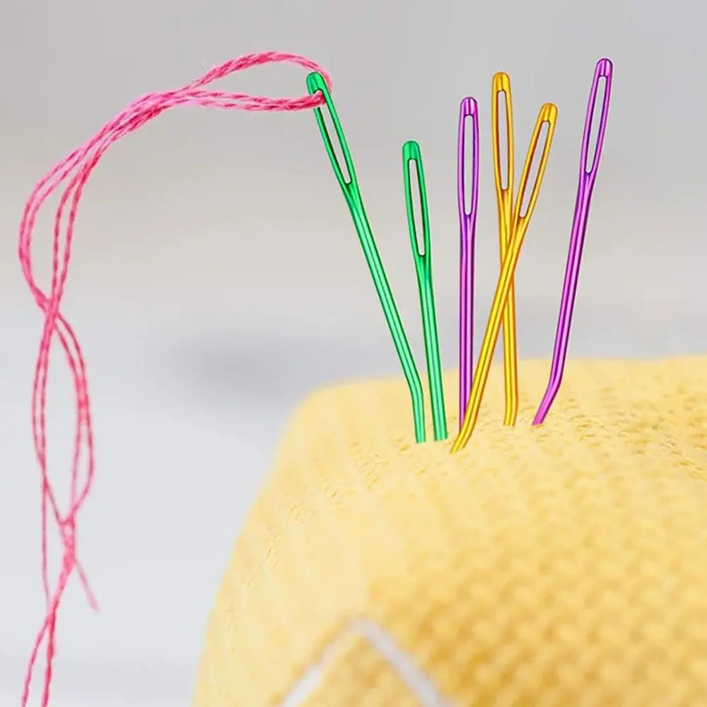 2pcs Sewing Big Eye Bent Needle Aluminum Bent Tip Tapestry Darning Knitting Needles Needlework Crafts DIY Accessories